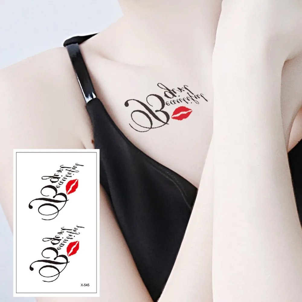 

Waterproof Temporary Tattoo Stickers lip kiss mouth fake Tattoo Geometric animal Flash Tattoo Hand Back Foot fo Girl Women X-545