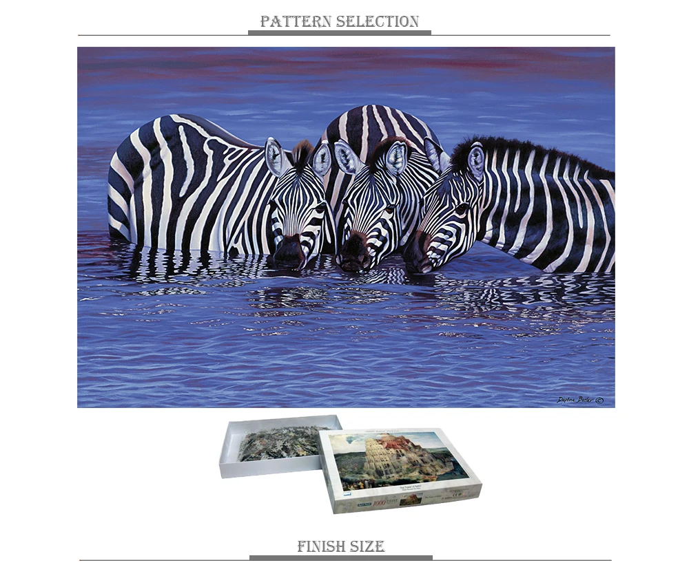 Zebras в водной бумаге, 1000 шт., головоломка, Африканские животные, головоломка, головоломка для взрослых, головоломка, тренажер для мозгов, игрушки для детей, подарок для детей