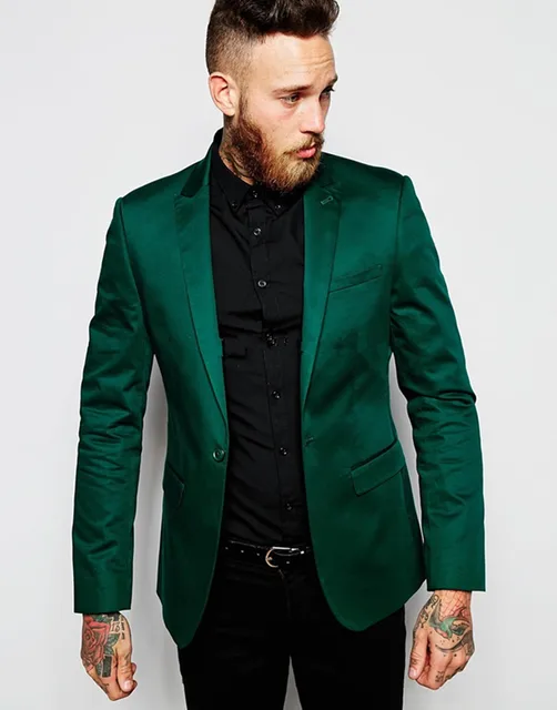 New Arrival 2017 Italian Design Green Stain Men Suit Blazer Groom