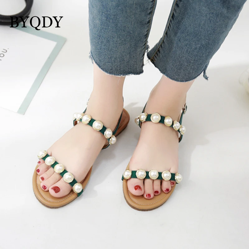 

BYQDY Fashion Transparent PVC Pearl Women Sandals Summer Shoes Woman 2019 Wedding Party Women Sandals Size 39 Promotion