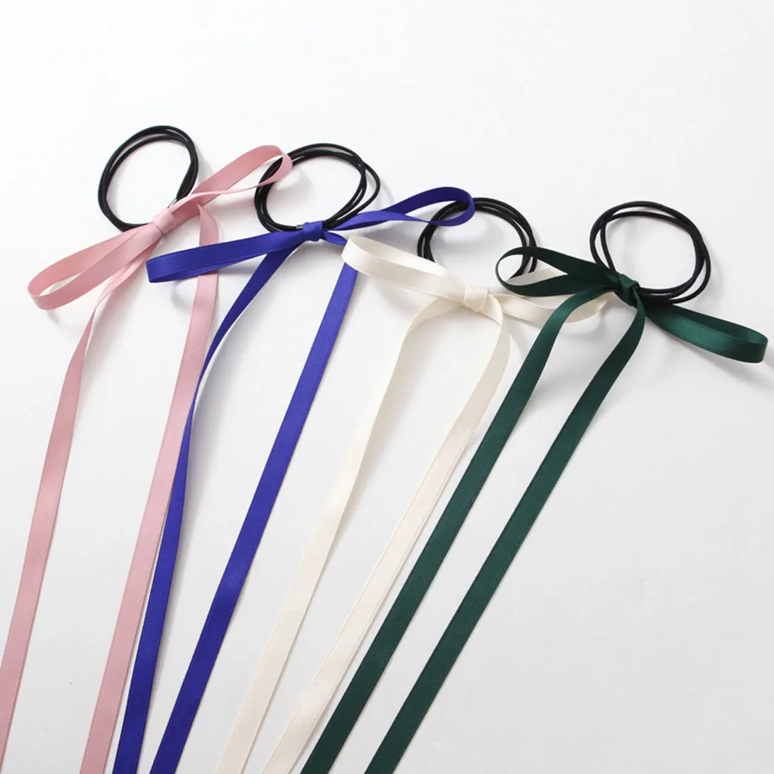 

Hot Women Girls Hair Bow Silk ribbon Long streamers Korean Scrunchy Elegant Elastic hair Rope Beach hair Accessories