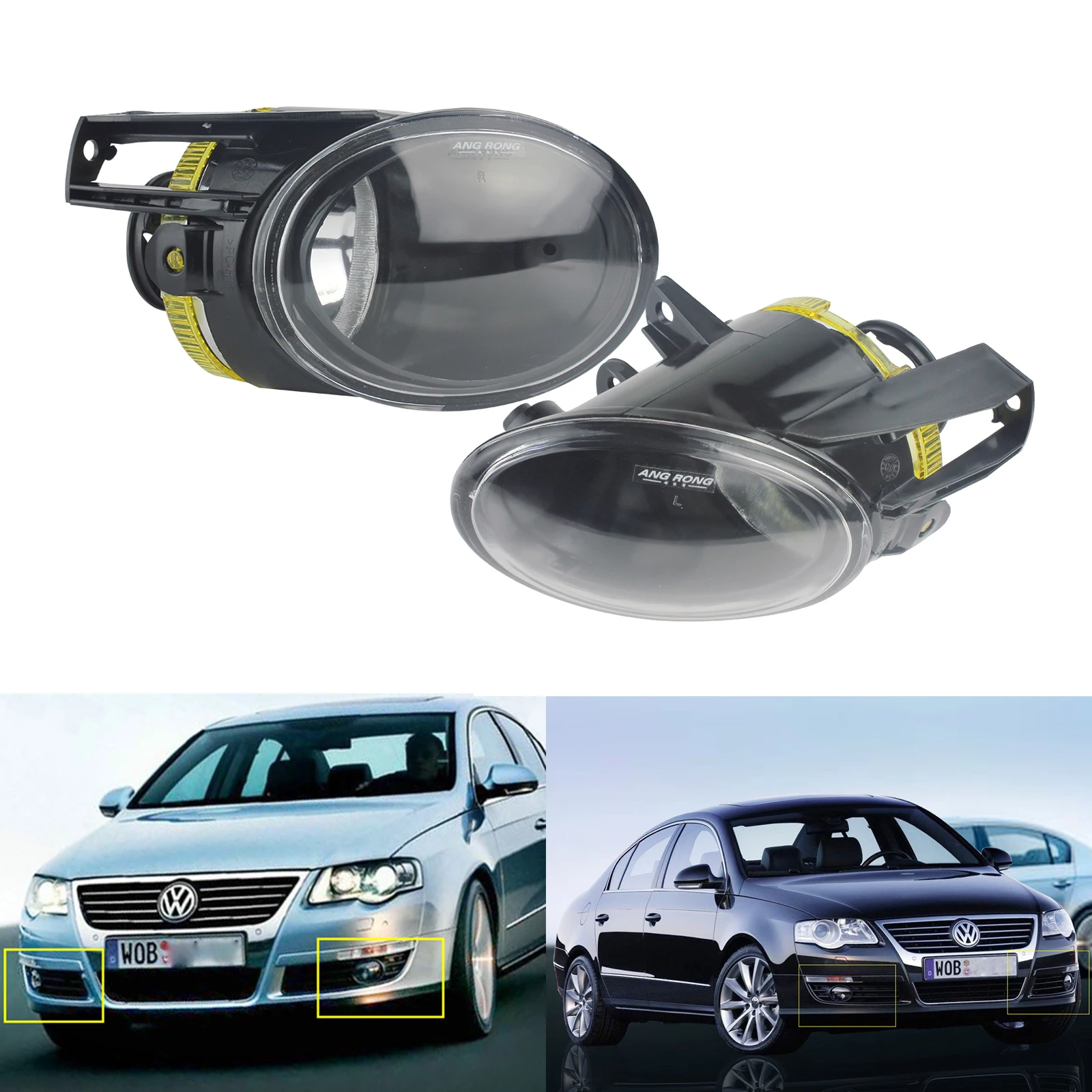 

ANGRONG For VW Passat 3C B6 2006-2010 Front Fog Light Lamps Pair Left & Right Without Bulbs