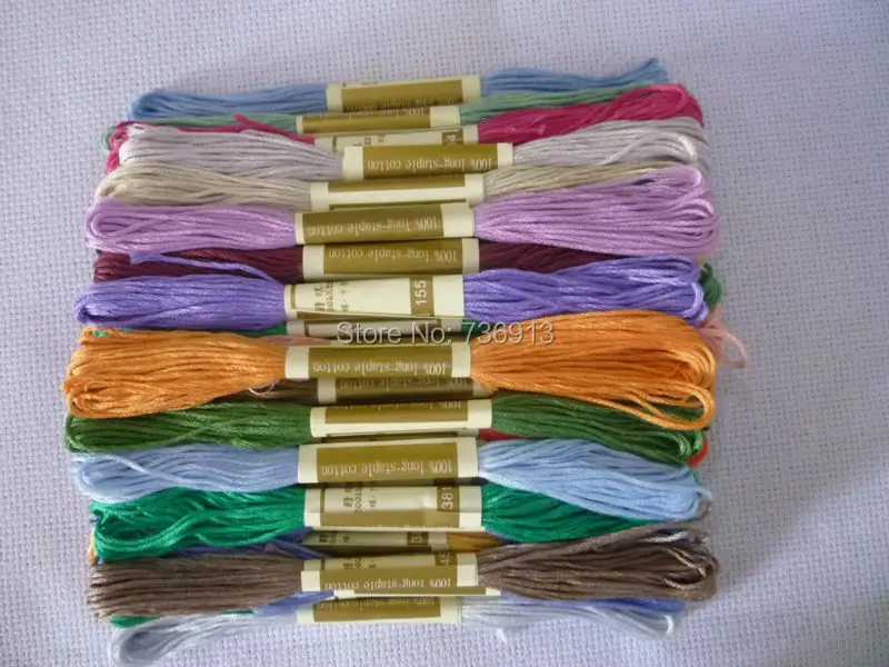 

Total 100 pieces All Different Colors Embroidery Floss Thread Yarn / 100% Pure Cotton
