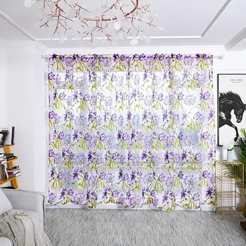 

2PC 100cm x 200cm Trees Sheer Curtain Tulle Window Treatment Voile Drape Valance Panel Fabric Tulle on the windows