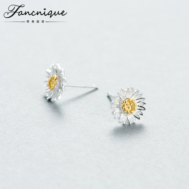 Fancnique 925 Sterling Silver Sun Flower Daisy Stud Earring Two Tone Fancnique 925 Sterling Silver Sun Flower Daisy Stud Earring Two Tone Fashion Lady Jewelry