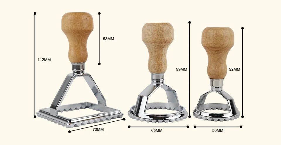 Классический итальянский круглый и квадратный резак для макаронных изделий кухонный инструмент для изготовления макаронных изделий пельмень Штамп Резак с пляжной деревянной ручкой