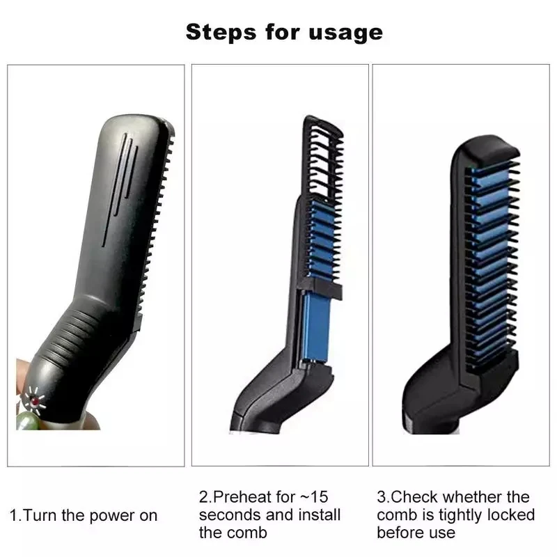 1-Step Electric Heated Straightening Comb for Beard Facial ...