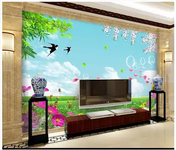 

3d wallpaper Custom High end 3d murals wallpaper for walls 3 d Lawn sun flower landscape murals background wall paper home decor