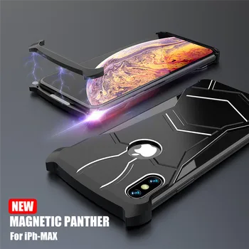 

R-just Panther Magnetic Phone Case for iphone XS XR X XS MAS 8P 7P 8 7 Metal Phone Bumper Thinner Anti-fall Phone Cover case
