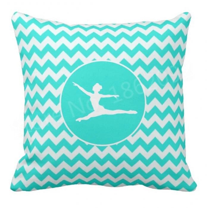 Бирюзовая балетная наволочка с шевроном чехол Мятным зигзагом для балерины