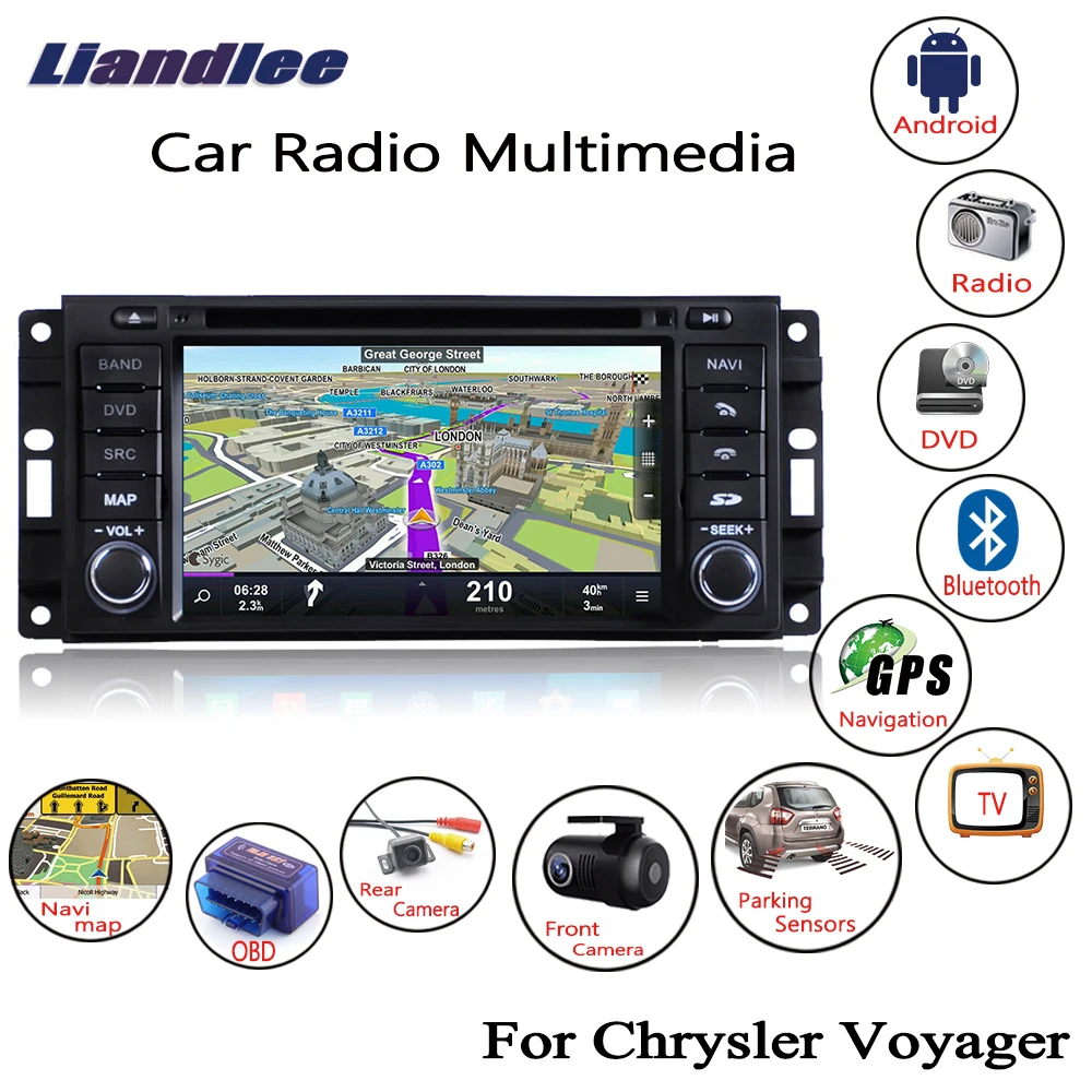 Liandlee Android 8,0 для Chrysler Voyager 2008~ 2013 автомобильный Автомагнитола dvd-плеер gps-навигатор карты камера OBD2 экран