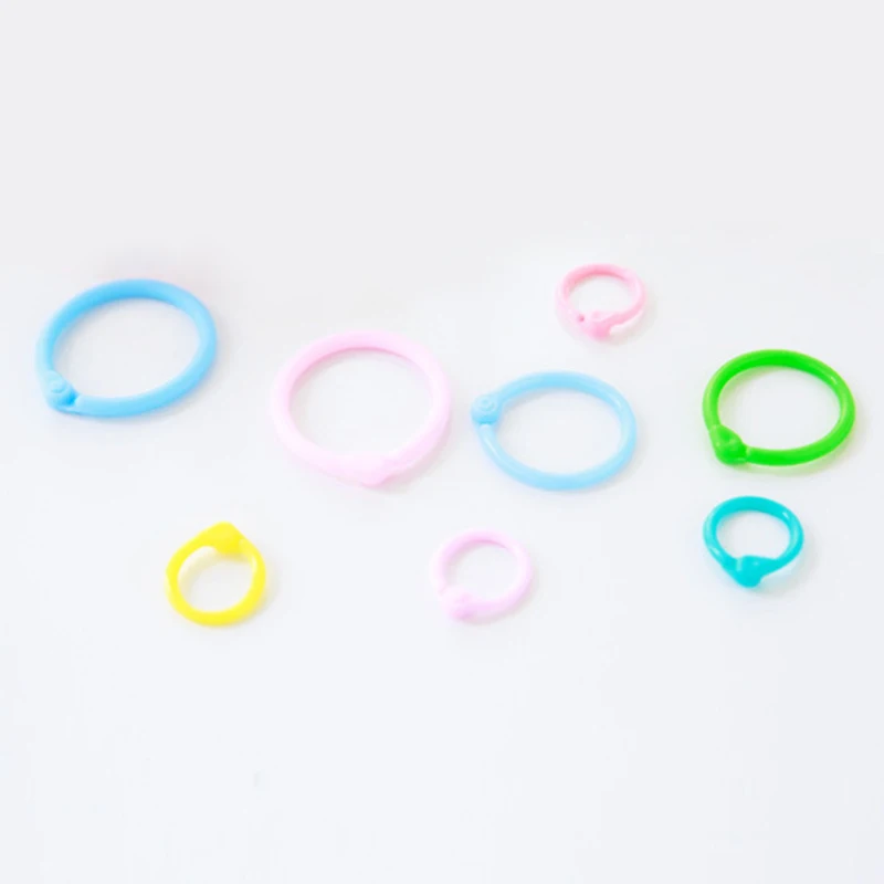 Colorful Plastic Circle Ring Clips DIY Albums Loose Leaf Book Binder Hoops Notebook Circle Ring Key Rings Office School Supplies