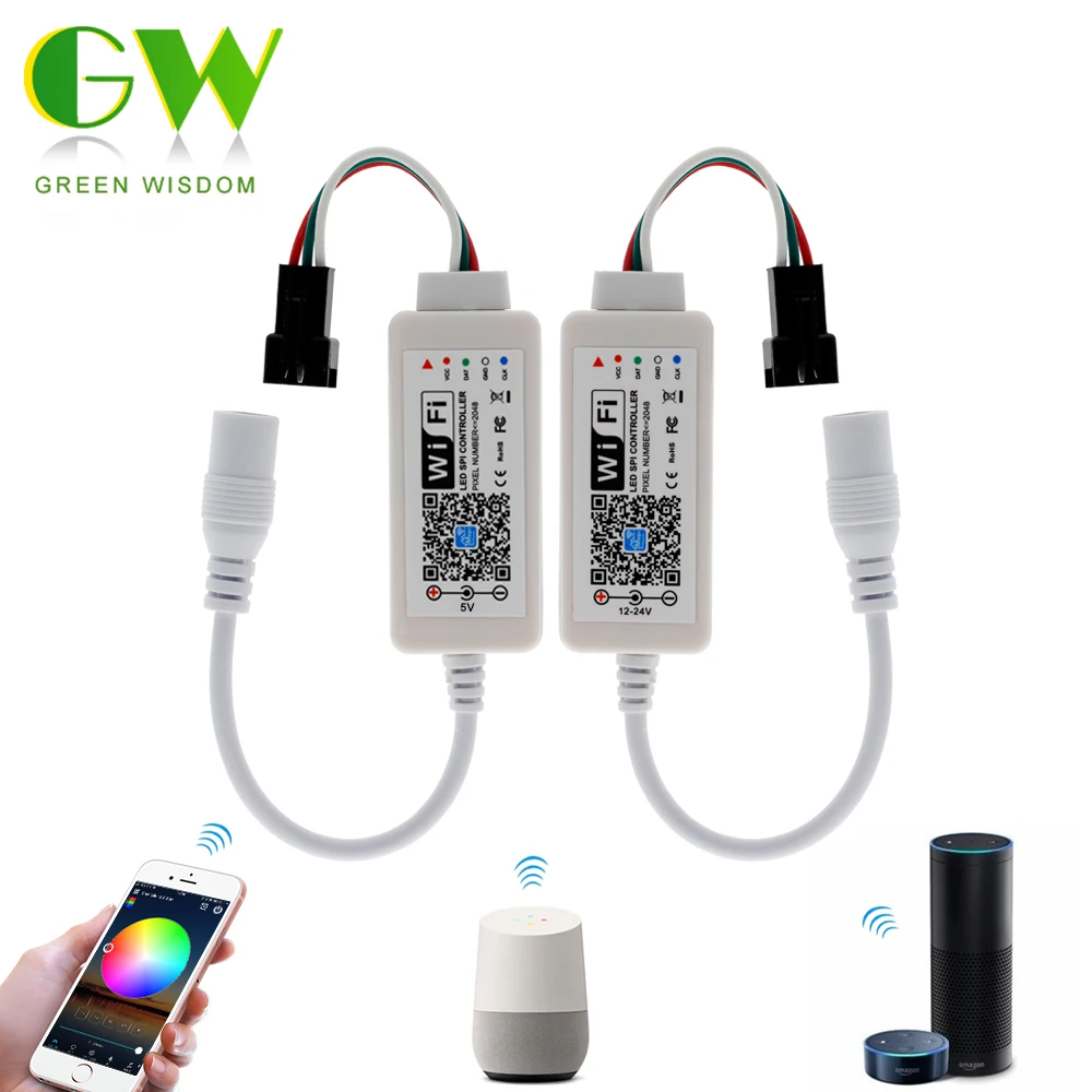 

DC5V/DC12-24V Wireless WiFi Controller MINI RGB Strip Controllers Smart Remote By Smartphone Control For WS2811 LED Strip Lights