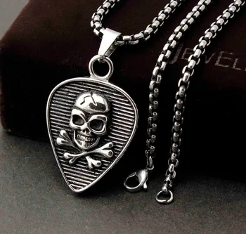 

Mens Titanium Stainless Steel Head Skull Skeleton Biker Rocker Pendant Necklace