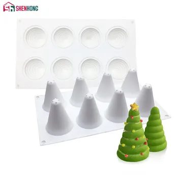 

SHENHONG New Christmas Tree Cake Decorating Mould 3D Silicone Molds For Baking Brownie Mousse Make Dessert Pan Chocolate Tools