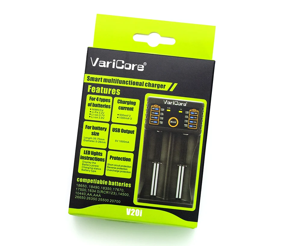 Умное зарядное устройство VariCore V20i 18650 1 2 в 3 7 85 В AA / AAA 18350 26650 10440 14500 16340 25500 NiMH |