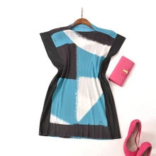 Высококачественный топ с оборками, женская футболка средней длины с разрезом и принтом, свободная