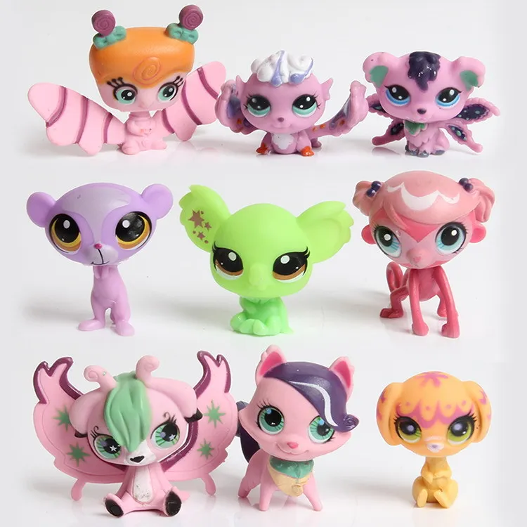 Hot 10Pcs/set Little Pet Shop Toys Littlest cartoon Animal cute Cat Dog Action Figures collection Kids Girl toys Gift K82