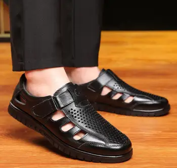 

2019 spring summer mens sandals genuine leather sandals outdoor casual men leather sandals for men Men Beach shoes 38-45