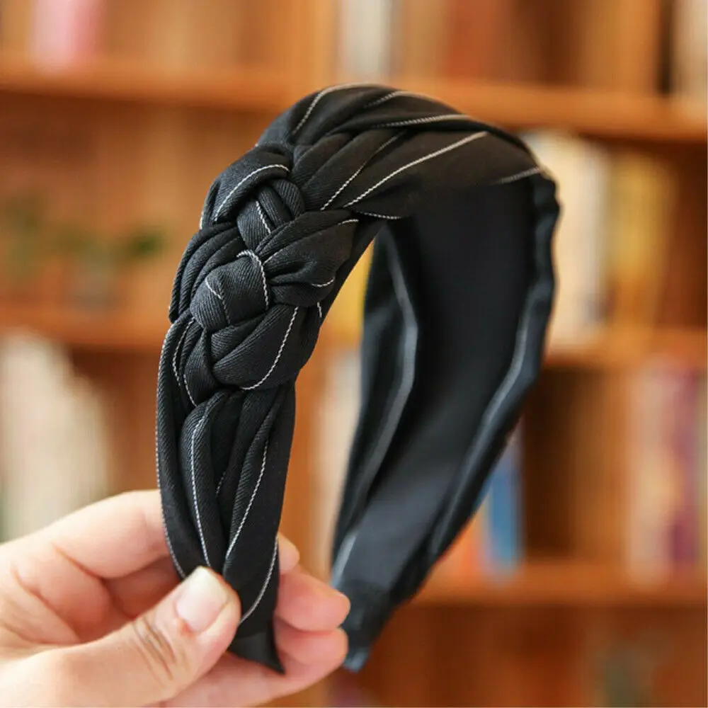 

Fashion Women Bow Knot Cross Headband Twisted Head Wrap Bow Headwear Hair Bands Black Blue Gray Pink