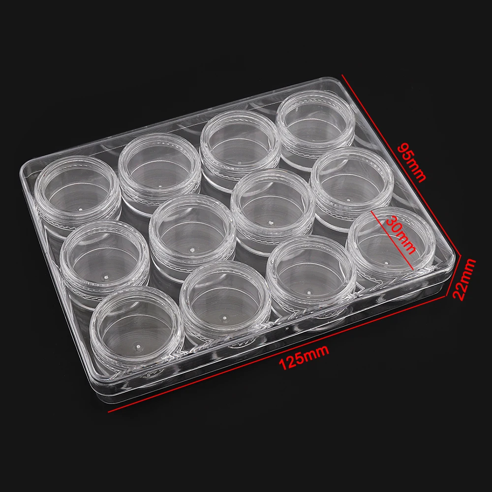 

12pcs 5g Home Storage Box Round bottles Portable Transparent PP Plastic Storage Box for Tool Jewelry Bead Pills Organizer
