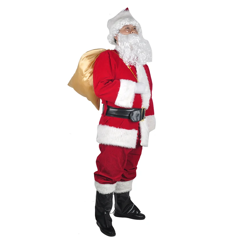 

Christmas Decoration Costumes Santa Claus Costume For Adults Thicken Christmas Clothes Hats Xmas Festival Party Cosplay Clothing