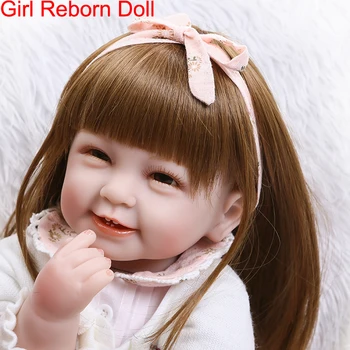 

55cm Reborn silicone Baby Dolls Toy Vinyl babies smiling sweet princess dolls Birthday handmade Xmas Gift Play House Bonecas