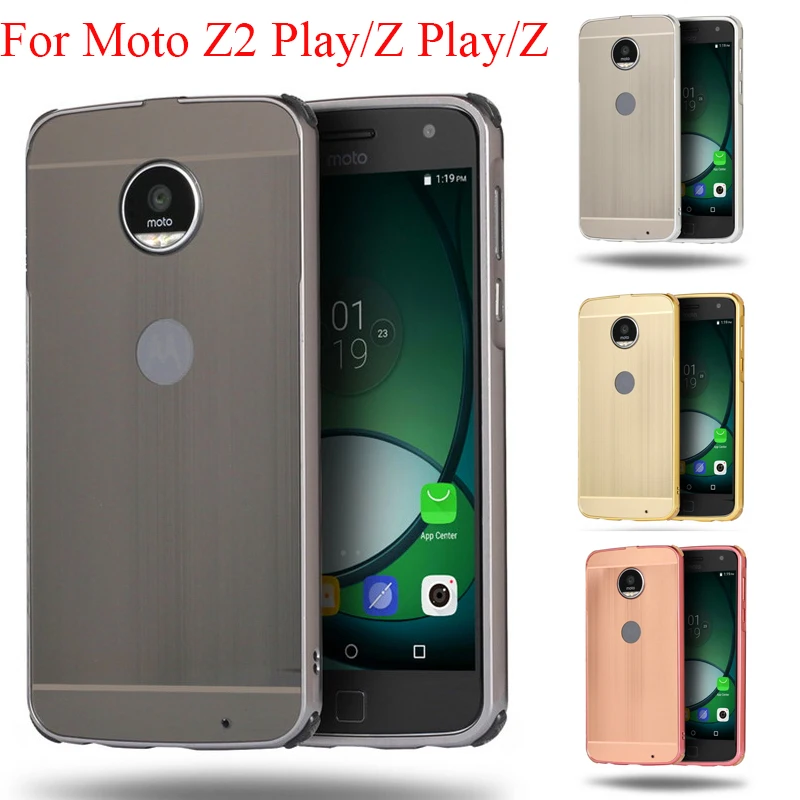 

For Moto Z2 Play Case Electric Plating Metal Frame Case for Moto Z Play Wire Drawing Effect Acrylic Cover for Moto Z Phone Case