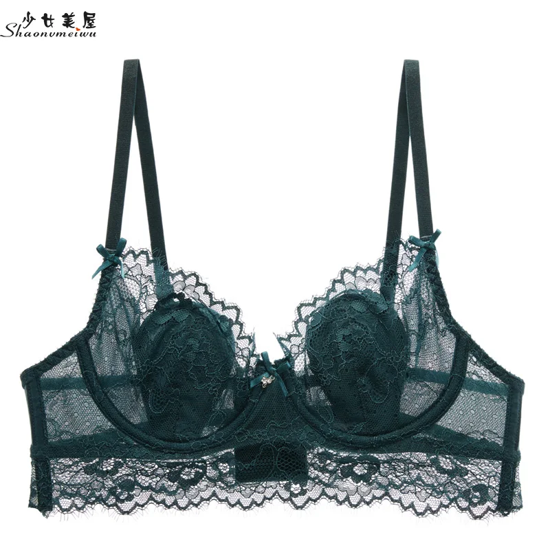 Shaonvmeiwu Sexy Eyelash Lace Super Thin No Sponge Undergarment Bra Set  With Large Breast Size LJ201211 From Cong00, $12.28