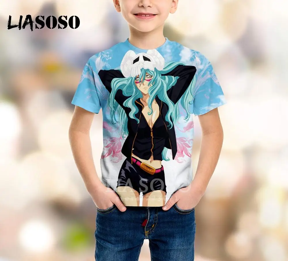 

LIASOSO Summer New Fashion Children Sweatshirt 3D Print Anime Bleach T Shirt Kids Top Boy Girl Short Sleeve Baby Pullover B073-5