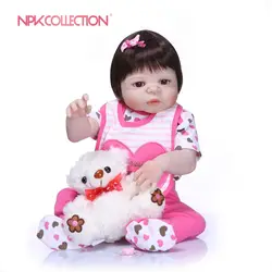 NPKCOLLECTION 55 см для новорожденных, для девочек куклы полное Силиконовое боди реалистичный младенец Reborn реальной жизни Bebe гиперреалистичный