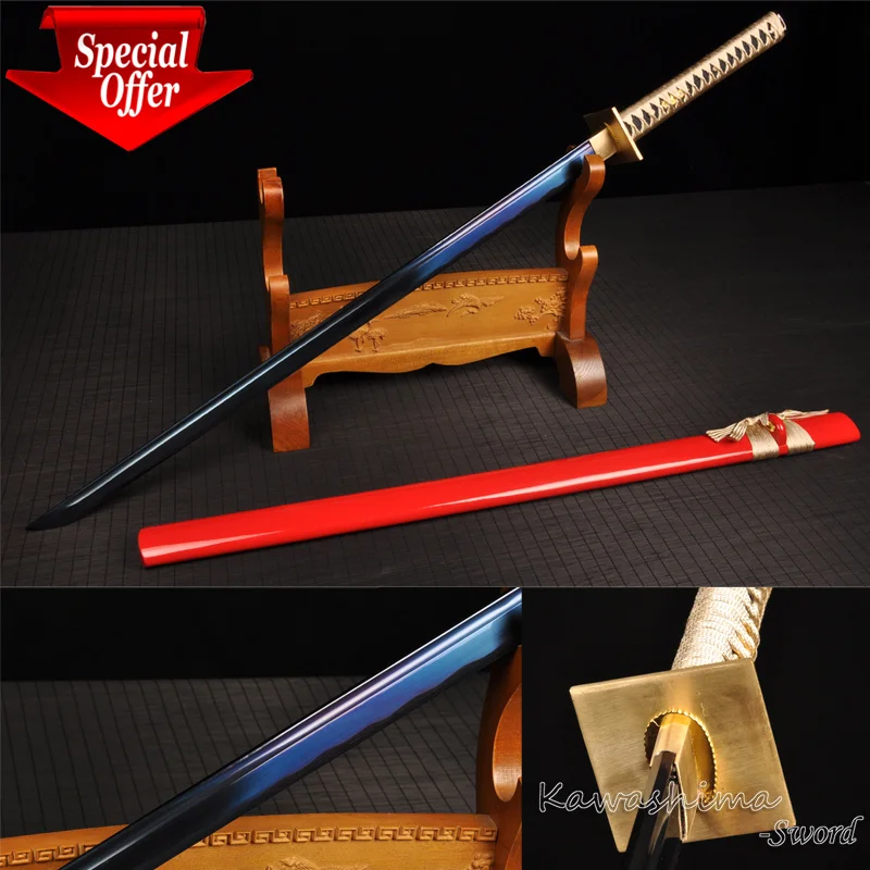 Buy Japanese Decorative Samurai Sword Real Steel Handmade Katana Full Tang Blue