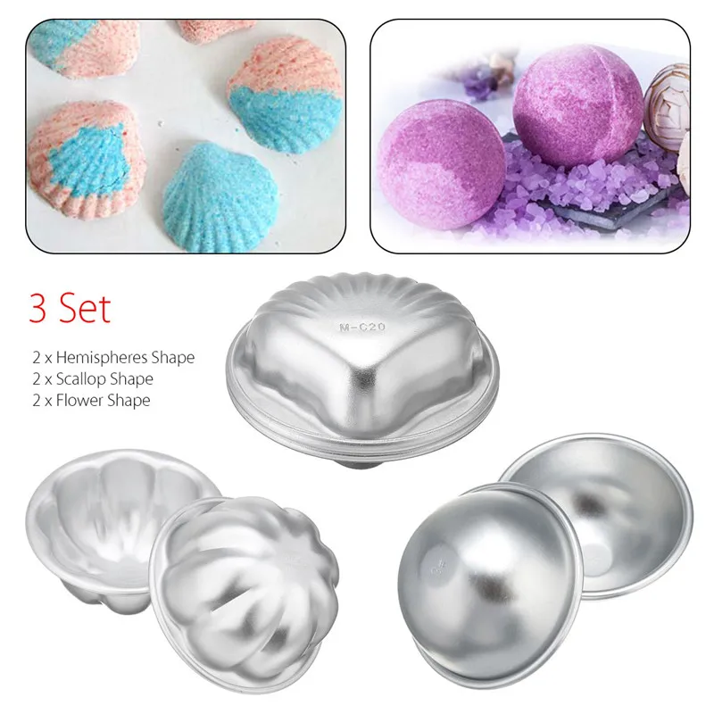 

6pcs/set 3 Shapes DIY Metal Bath Bombs Metal Aluminum Alloy Bath Bomb Mold 3D Ball Sphere shell Shape DIY Bathing Tool