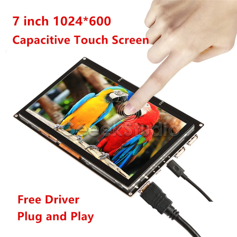  Free Driver 7 inch 1024*600 Display Capacitive Touch Screen Monitor Raspberry Pi All Models /PC/ Be