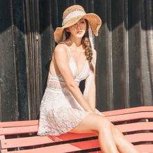 Для женщин Одна деталь купальник сплошной обогнул показано декольте спинки Прозрачная Талия Push Up Мягкий Беспроводной ванный комплект