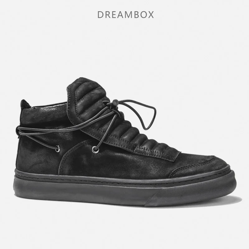 

Men's Leather Breathable High-top Shoes Retro Outdoor Casual Shoes Wild Trend Shoes