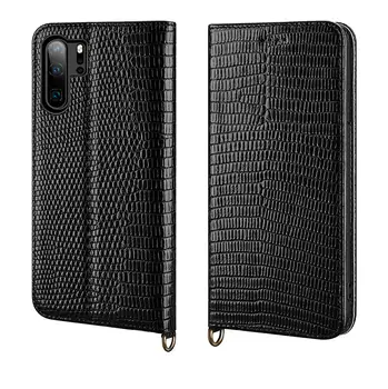 

Luxury Genuine Leather Flip Phone Case Coque for Huawei P30 pro P30 Mate 20 pro Mate 20 RS Lizard Pattern Celulares Cover