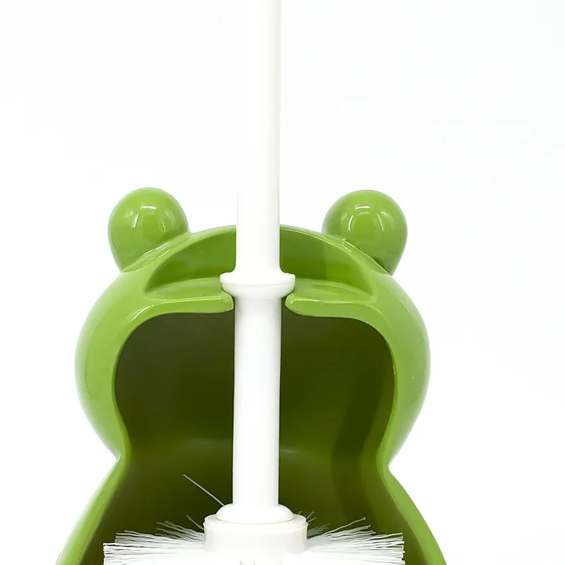 Creative Cartoon Sitting Frog Toilet Brush Holder Set Resin Base Home Hotel Bathroom Cleaning Tool Decoration Statue