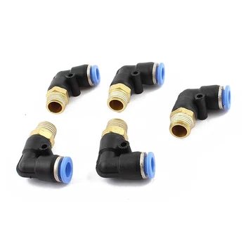 

5pcs Pneumatic 8mm to 1/4" PT Male Thread 90 Degree Elbow Pipe Quick Fittings