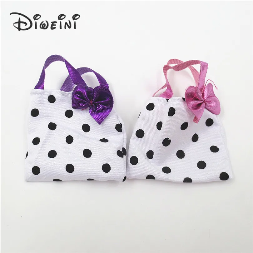 2 PCS Styles Doll Bags Accessories For Barbie Toy Colorized Fashion Morden Bow Tie Dots Bags