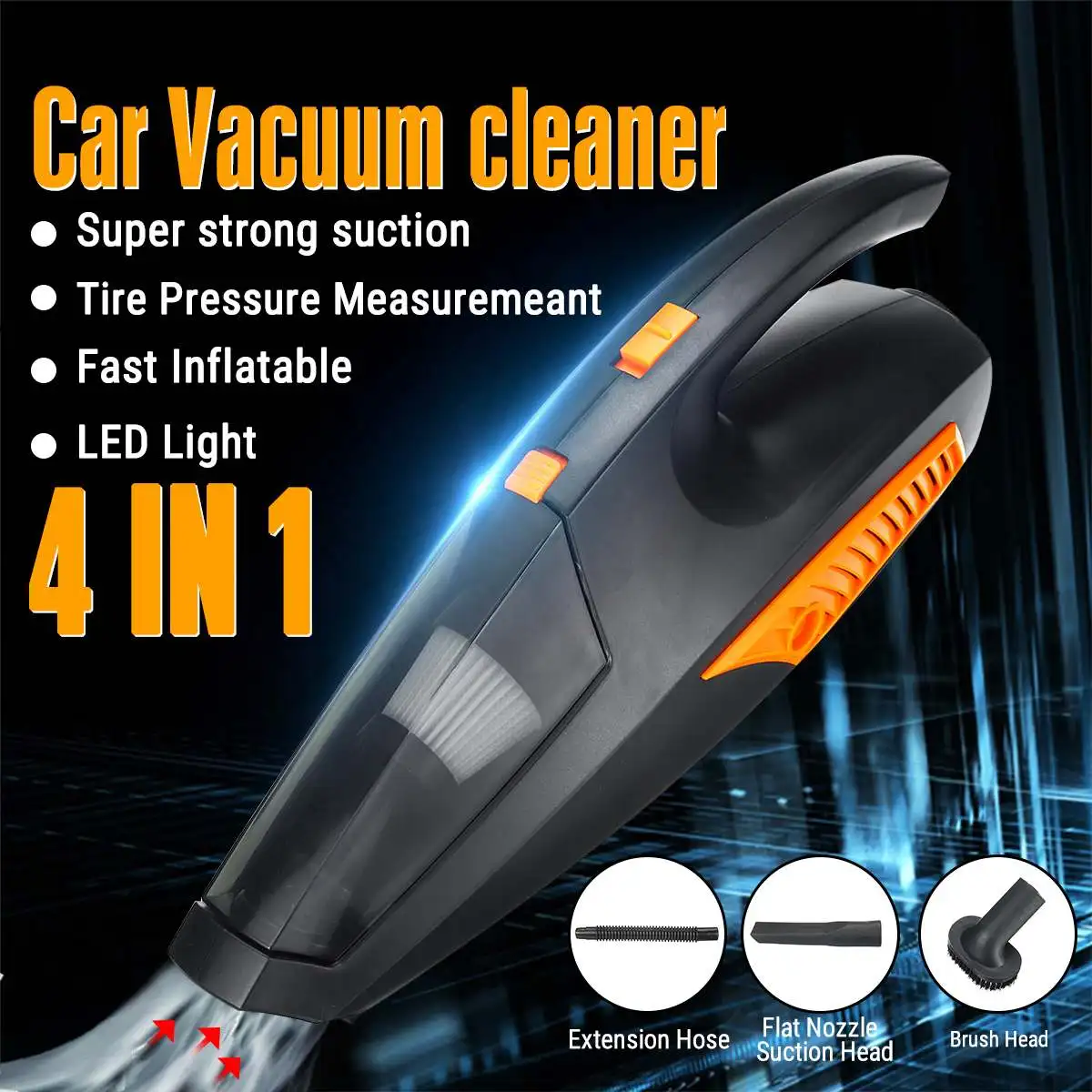 

12V Car Vacuum Cleaner Wet and Dry wireless Rechargeable Handheld Auto Vacuum Sweeper Dust Catcher Remover With LED lighting