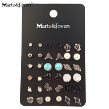 18 пар/карта винтажная серебряная серьга-гвоздик с покрытием набор микс Корона Звезда цветок Сердце Бабочка гвоздики наборы для женщин