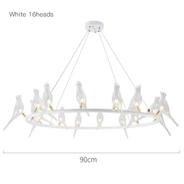 IKVVT подвесной светильник Скандинавская креативная стеклянная птица подвесные светильники Современная гостиная спальня ресторан кулон Любителя кофе лампа - Цвет корпуса: 16 Heads White
