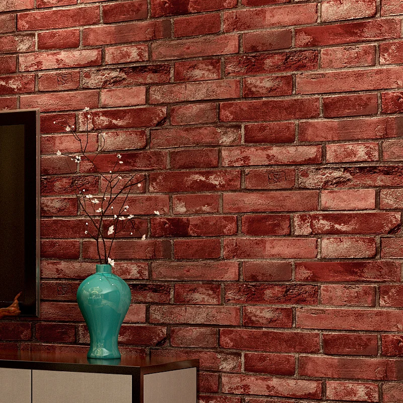 

3D PVC Imitation Stone Brick Wall Paper Rolls Retro Living Room Clothing Store Restaurant Red Brick Pattern Wallpaper Waterproof