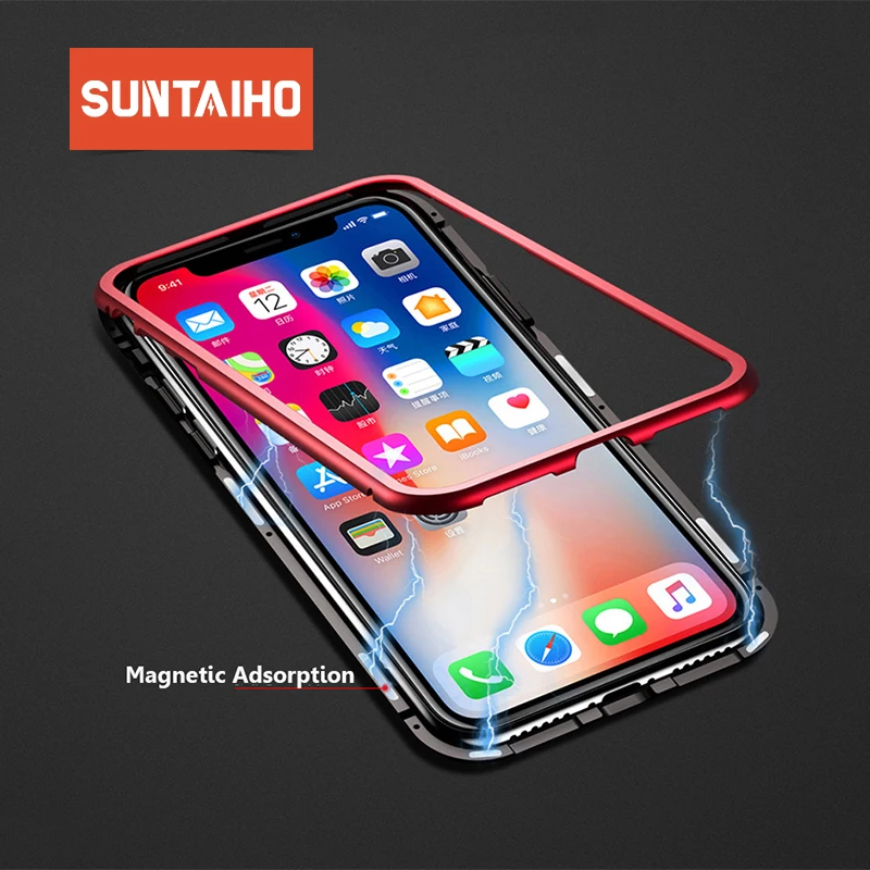 Suntaiho Tempered Glass case for iPhone 7 plus case for iPhone XS MAX 8 plus case XR Magnetic Tempered Glass back Phone X Case Suntaiho Tempered Glass case for iPhone 7 plus case for iPhone XS MAX 8 plus case XR Magnetic Tempered Glass back Phone X Case