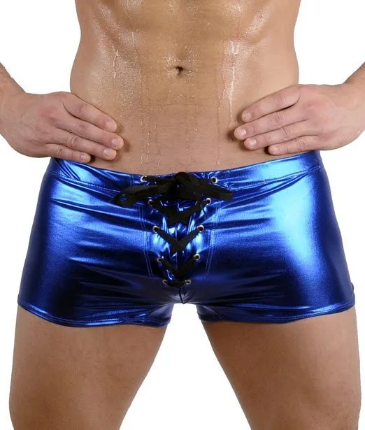 Плюс размер XXL сексуальные мужские шорты из искусственной кожи боксер Wetlook Клубная одежда мужские блестящие боксеры нижнее белье трусики купальники