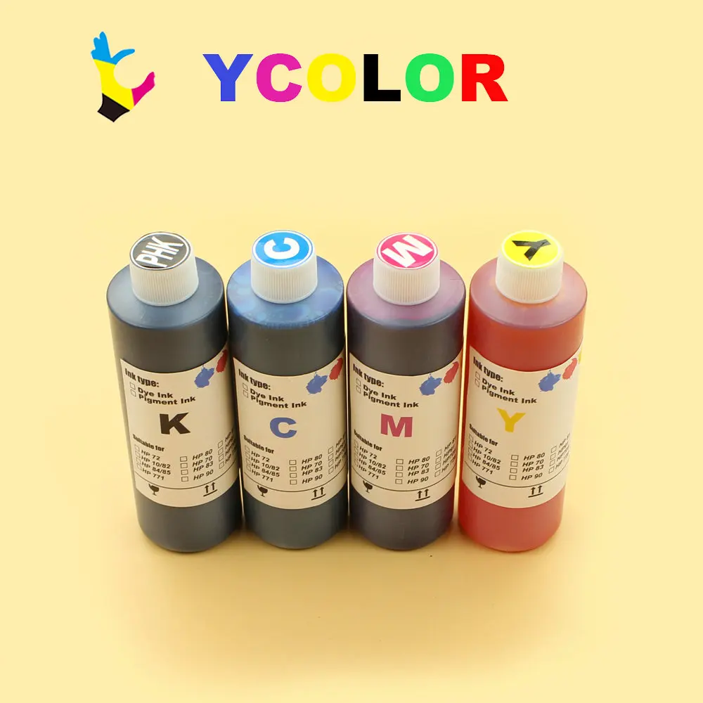 Dgycjlfp 4 Colori/Lotto 250 Ml/Bottiglia Inchiostro Colorante Vivido Per Stampante Hp Officejet 6100 6600 6700 7110 7612 7610 7510 7512