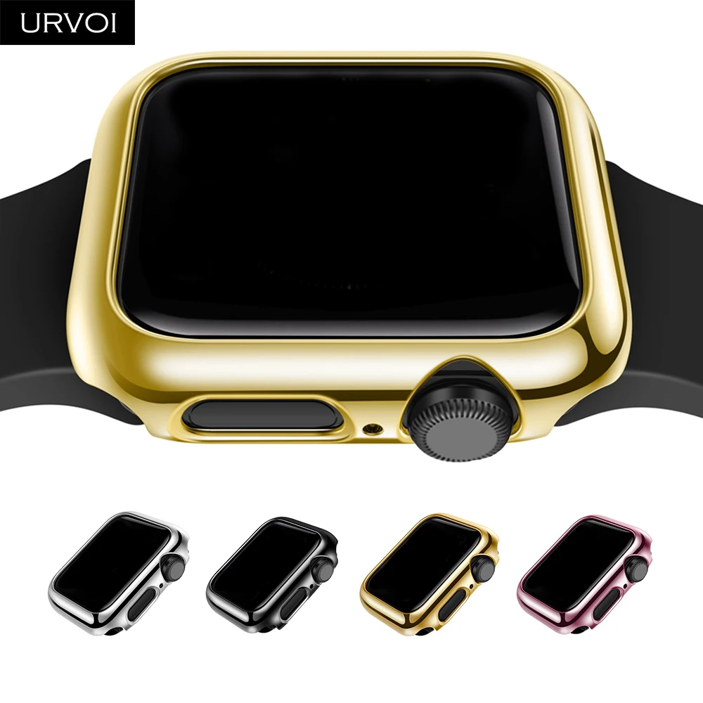 Чехол URVOI для apple watch series 4 3 2 1 чехол для iwatch Гальваническое блестящее средство защиты ПК 40 44 мм ультратонкая рамка полоса