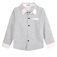 Модная детская одежда для мальчиков Формальная рубашка в горошек с длинными рукавами вечерние топы с отворотом, осенне-весенняя одежда подходит для От 3 до 8 лет