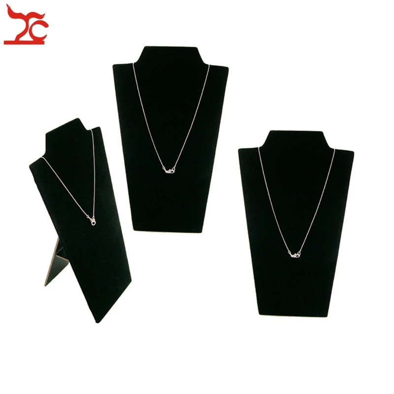 Free Shipping 3Pcs  Foldable  Display Easel  Necklace Holder Black Velvet Pendant Stand Shelf  Rack  12.3cm*22.5cm   S